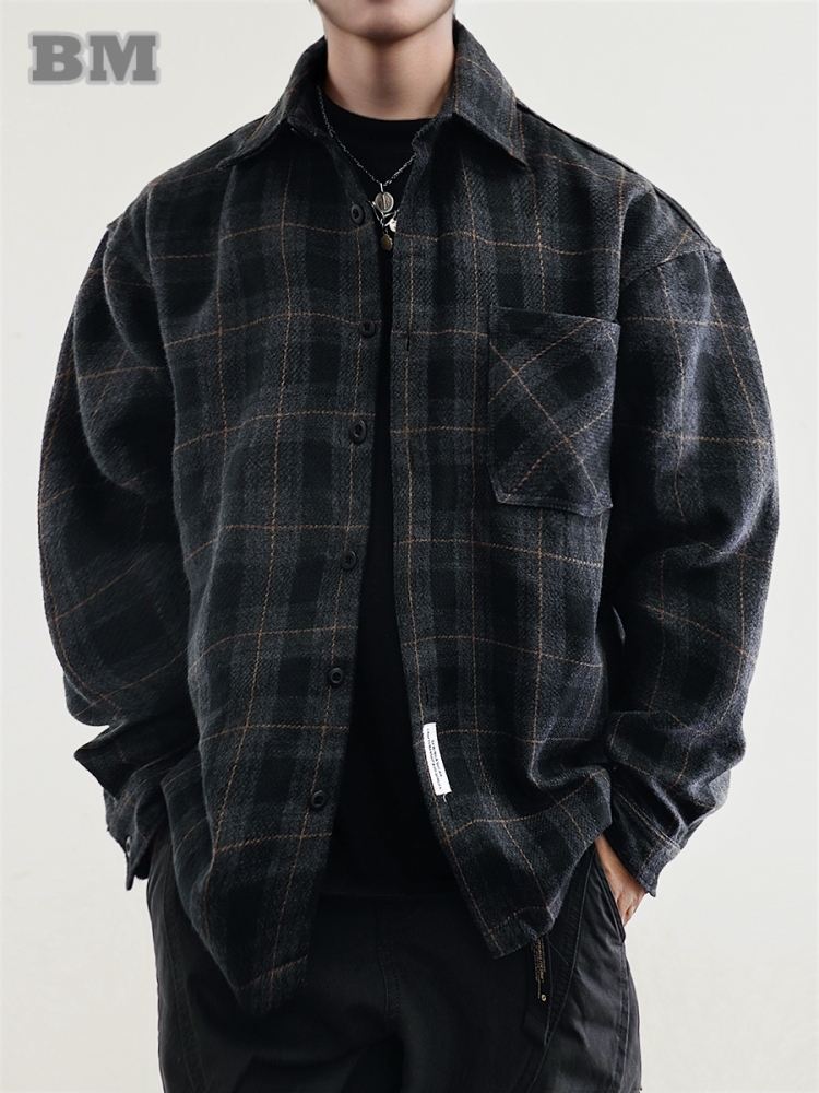 Flannel Shirt Lined - Heren flanellen shirts Amerikaanse vintage streetwear
